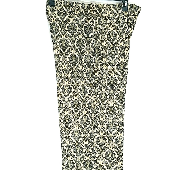 Classy Damask Printed Palazzo Pants Wide Leg Neutral Palette Beige Black Cream - Picture 2 of 7